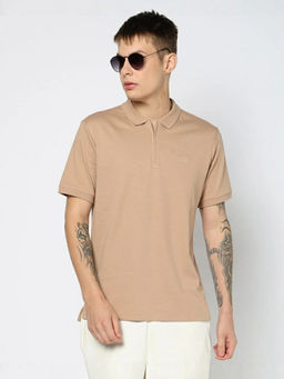 GAP - Mens Textured Slim Fit Brown Polo T-Shirt