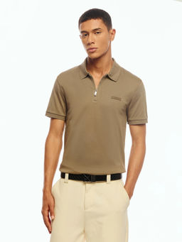 Calvin Klein - Solid Slim Fit Cotton Brown Polo T-Shirt