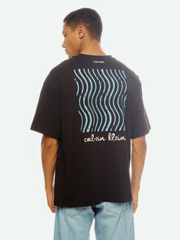 Calvin Klein - Printed Relaxed Fit Cotton Black T-Shirt
