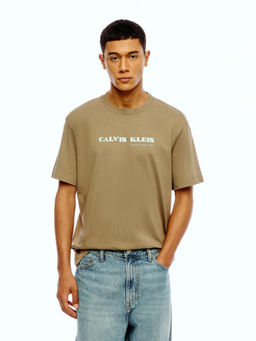 Calvin Klein - Logo Relaxed Fit Cotton Brown T-Shirt