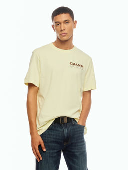 Calvin Klein - Logo Relaxed Fit Cotton Light Yellow T-Shirt