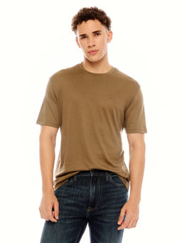 Calvin Klein - Solid Regular Fit Cotton Brown T-Shirt