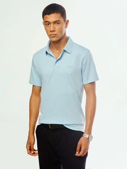 Calvin Klein - Solid Slim Fit Cotton Blue Polo T-Shirt
