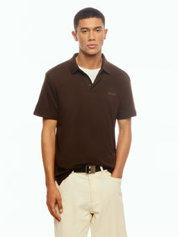 Calvin Klein - Solid Slim Fit Cotton Brown Polo T-Shirt