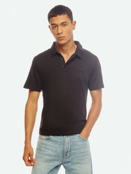 Calvin Klein - Solid Slim Fit Cotton Black Polo T-Shirt