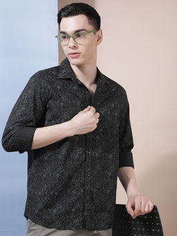 CRIMSOUNE CLUB - Mens Black Printed Casual Shirt