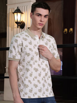 CRIMSOUNE CLUB - Mens Floral Print Polo T-Shirt