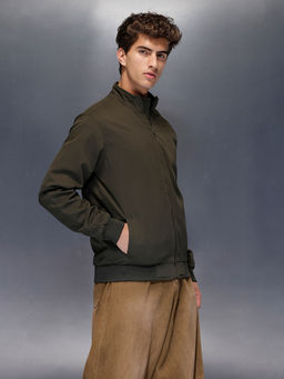 WROGN - Minimal Olive Zip-Up Bomber Jacket