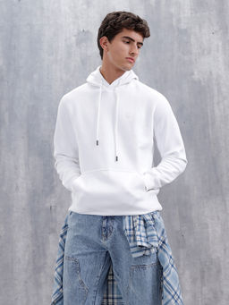 WROGN - Solid Casual Slim Fit Hooded Sweatshirt