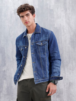 WROGN - Slim Fit Laser Printed Denim Trucker Jacket