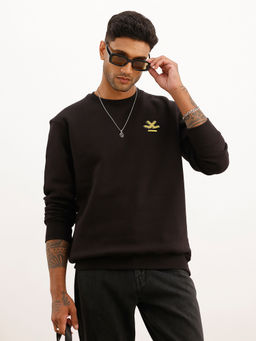WROGN - Comfort Fit Placement Black Sweatshirt