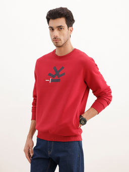 WROGN - Comfort Fit Placement Red Sweatshirt