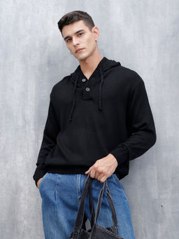 WROGN - Mens Solid Casual Black Hoodie