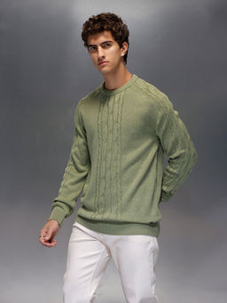 WROGN - Mens Slim Fit Cable Knit Sweater