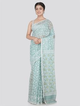 PinkLoom - Women's Soft Cotton Jamdani Saree Without Blouse Piece, Grey