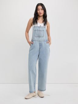 Pomelo - Classic Straight Leg Denim Overalls - Blue