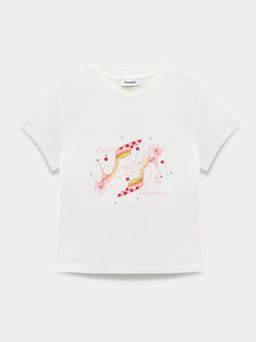 Pomelo - Crew Neck Short Sleeve Tee High Heels Print - White