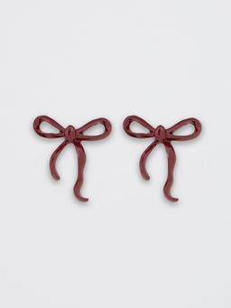 Pomelo - Oversized Ribbon Bow Glossy Enamel Stud Earrings