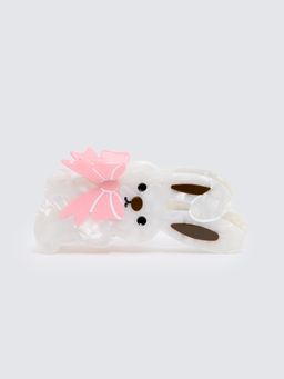 Pomelo - Rabbit Shaped Marbled Acetate Hair Claw Clip with Pink Bow