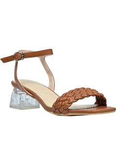 Jove - Women Tan Woven Ankle Loop Heel Sandals