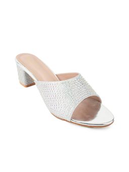 SCENTRA - Lyra Women Silver Embellished Heel Sandals