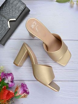 Jove - Women Gold Solid Heel Sandals