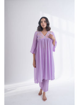 Avaasya Jaipur - The Peony Lavender Kurta Pants (Set of 2)