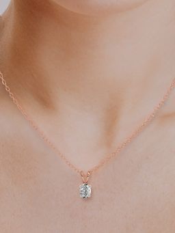 Friendly Diamonds - Lab Grown Diamond Oval Quartzes Split Bail Solitaire Pendant Rose Gold