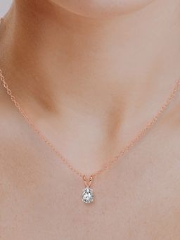Friendly Diamonds - Lab Grown Diamond Pear Quartzes Split Bail Solitaire Pendant Rose Gold