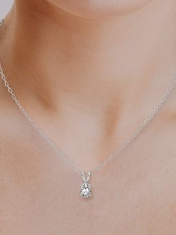Friendly Diamonds - Lab Grown Diamond Pear Quartzes Split Bail Solitaire Pendant White Gold
