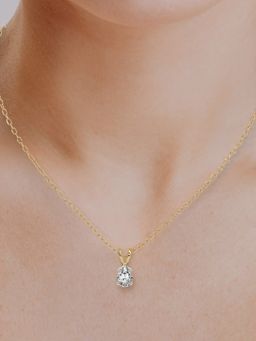 Friendly Diamonds - Lab Grown Diamond Pear Quartzes Split Bail Solitaire Pendant Yellow Gold