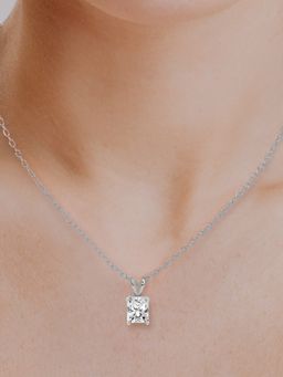Friendly Diamonds - Lab Grown Diamond Radiant Quartzes Split Bail Solitaire Pendant White Gold