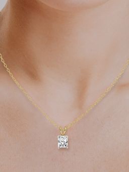 Friendly Diamonds - Lab Grown Diamond Radiant Quartzes Split Bail Solitaire Pendant Yellow Gold