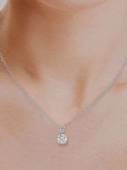 Friendly Diamonds - Lab Grown Diamond Round Quartzes Split Bail Solitaire Pendant White Gold