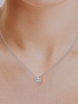 Friendly Diamonds - Lab Grown Diamond Cushion Globe Slider Solitaire Pendant White Gold