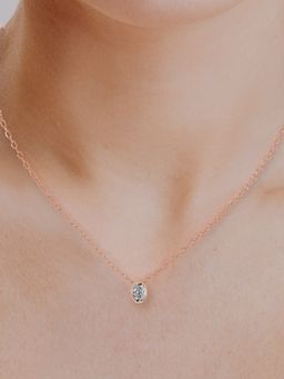 Friendly Diamonds - Lab Grown Diamond Oval Globe Slider Solitaire Pendant Rose Gold
