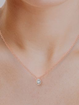 Friendly Diamonds - Lab Grown Diamond Pear Globe Slider Solitaire Pendant Rose Gold