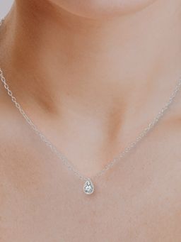 Friendly Diamonds - Lab Grown Diamond Pear Globe Slider Solitaire Pendant White Gold