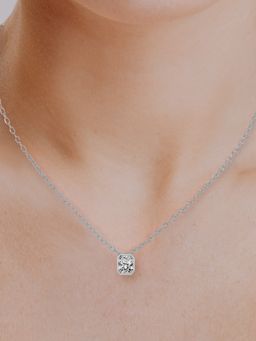 Friendly Diamonds - Lab Grown Diamond Radiant Globe Slider Solitaire Pendant White Gold