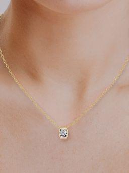 Friendly Diamonds - Lab Grown Diamond Radiant Globe Slider Solitaire Pendant Yellow Gold