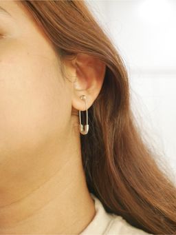 Aphrodyte Me - Silver Safety Pin Style Drop Earrings