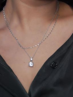 Aphrodyte Me - Siene Silver Plated White Stone Studded Necklace