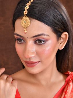 Silvermerc Designs - Multi-Color Gold Plated South Indian Bridal Maangtikka