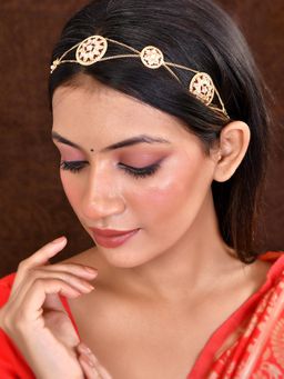 Silvermerc Designs - Gold Plated Red Chand Rajasthani Sheeshpatti