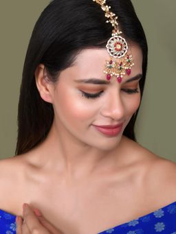 Silvermerc Designs - Multi-Color Kundan Pearl Maangtikka