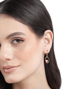 Carlton London - 925 Sterling Silver 18Kt Gold Plated Peach Heart Drop Earrings