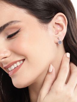 Carlton London - 925 Sterling Silver Rhodium Plated Purple Cz Drop Earrings