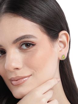 Carlton London - 925 Sterling Silver Rhodium Plated Avocado Stud Earrings