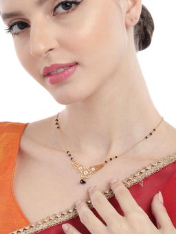 Carlton London - 925 Sterling Silver 18Kt Gold Plated and Glass Bead Floral Mangalsutra