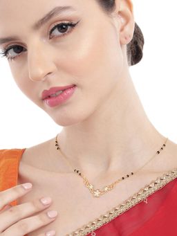 Carlton London - 925 Sterling Silver 18Kt Gold Plated with Glass Beads Floral Mangalsutra